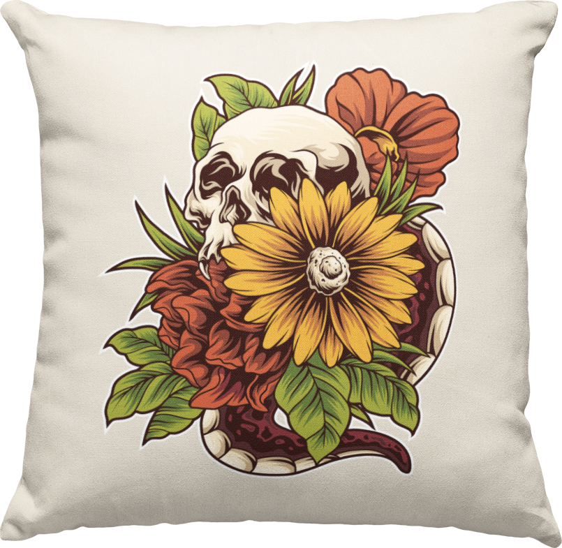 Housse de coussin - Skull Flower